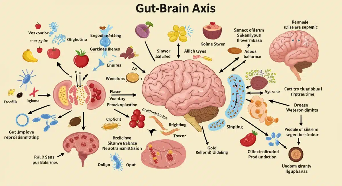 Gut-brain axis illustration showing dietary influence
