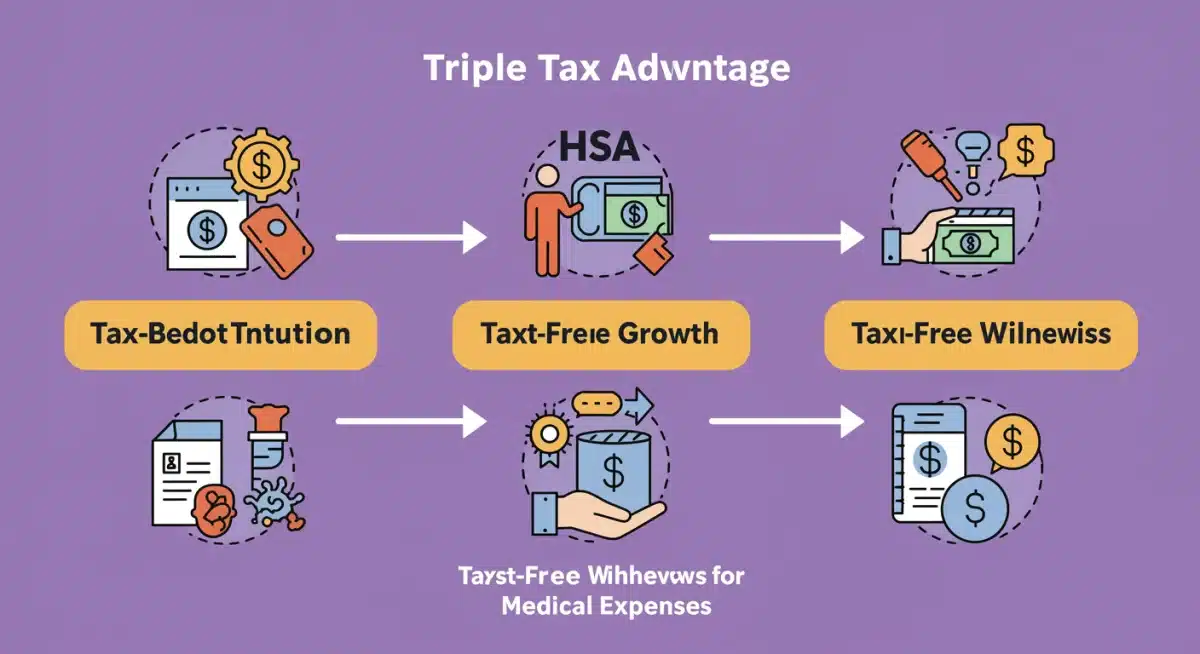 Infographic showing HSA triple tax advantage benefits