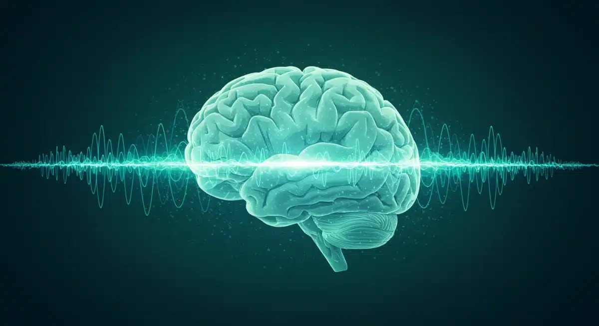 Diagram illustrating brain activity calming during mindfulness practice