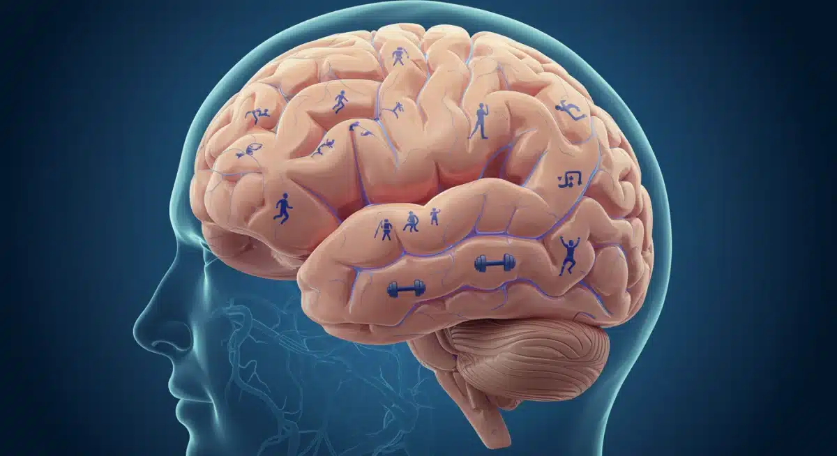 Illustration of a healthy brain with enhanced neural pathways due to physical activity.