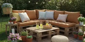 DIY pallet furniture set outdoor living space