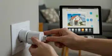Home Automation on a Budget: 5 Smart DIY Upgrades Under $100 Each Hands installing smart plug, tablet with home automation app in living room.