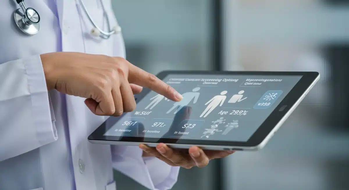 Doctor explaining colorectal cancer screening options on a tablet