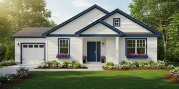 Modern American home with fresh exterior paint and vibrant landscaping