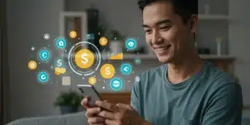 Person saving money on cell phone bill looking at phone