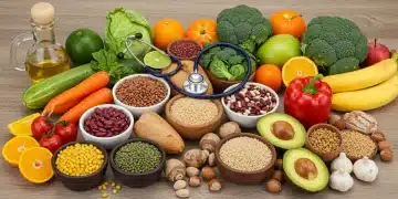 Colorful plant-based foods promoting heart health