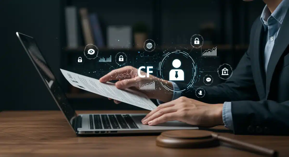 Person reviewing new data privacy regulations on a laptop.